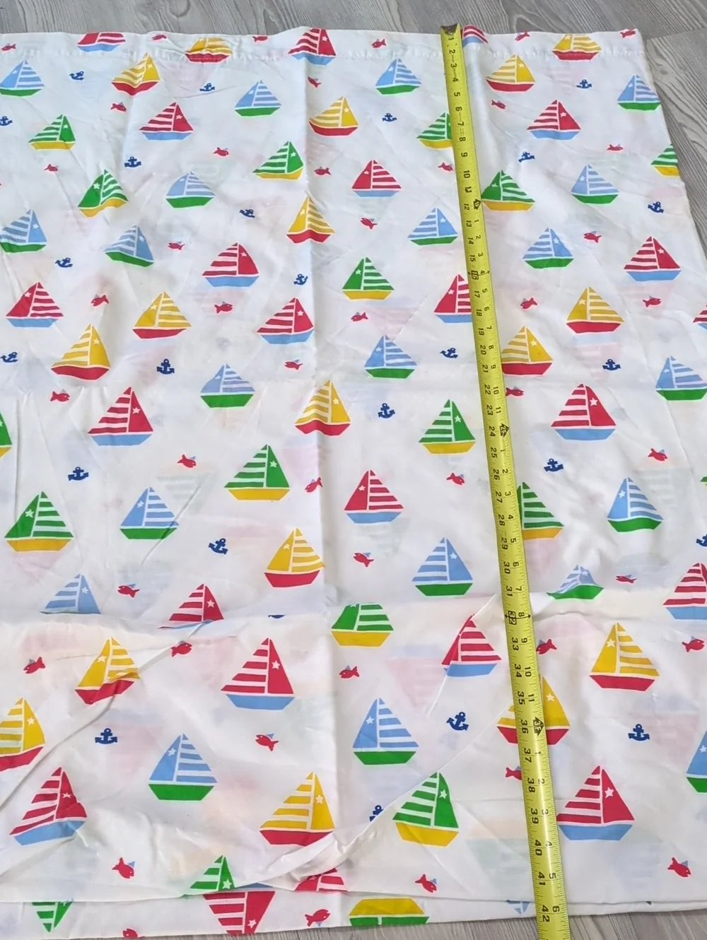 Vintage 90s Welswood Sailboat Sheet Fabric Craft Lot Nautical Y2K Cotton Blend